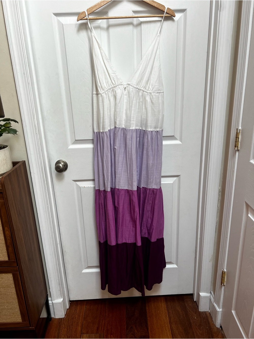 Anthropologie Tiered Maxi Dress in White and Purple Ombre